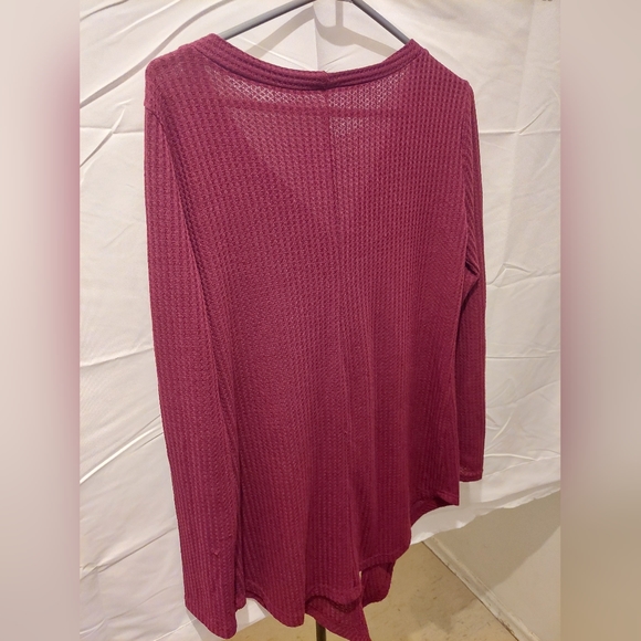 Unbranded Women's XL Wine Red Thermal Button Down Tie Up Long Sleeve Cardigan - Picture 6 of 7